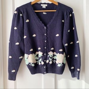 Carriage Court Vintage Navy Cardigan Pearl Buttons